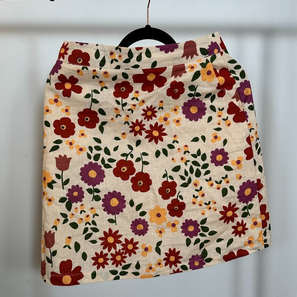 Princess Highway x Modcloth - Highway Floral Mini Skirt - Cream - Size 10 (AU)
